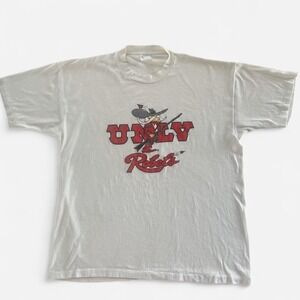 Vintage UNLV Rebels T-Shirt XL RP Sportswear Hey Reb Mascot Made in USA White